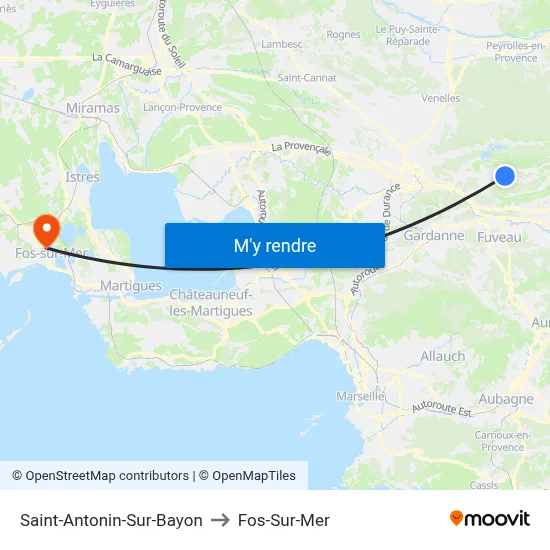 Saint-Antonin-Sur-Bayon to Fos-Sur-Mer map
