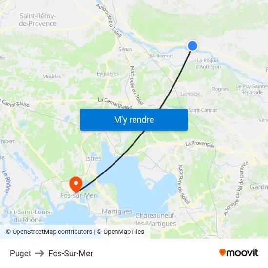 Puget to Fos-Sur-Mer map