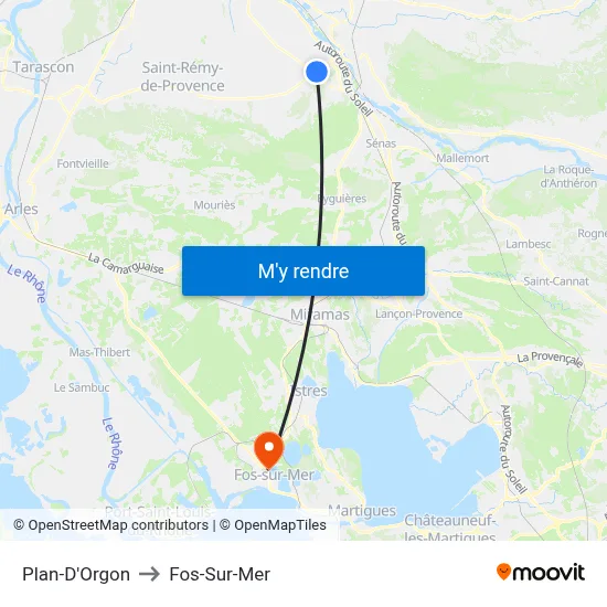 Plan-D'Orgon to Fos-Sur-Mer map