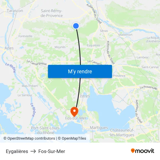 Eygalières to Fos-Sur-Mer map