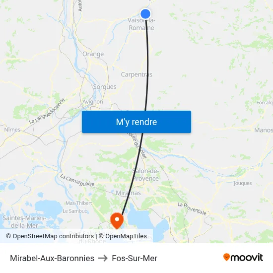 Mirabel-Aux-Baronnies to Fos-Sur-Mer map