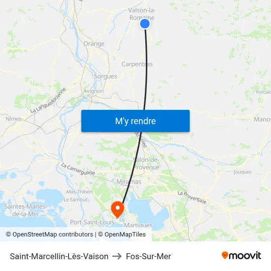 Saint-Marcellin-Lès-Vaison to Fos-Sur-Mer map