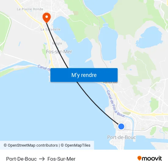Port-De-Bouc to Fos-Sur-Mer map