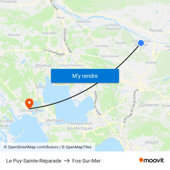 Le Puy-Sainte-Réparade to Fos-Sur-Mer map