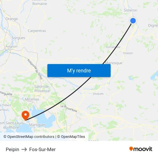 Peipin to Fos-Sur-Mer map