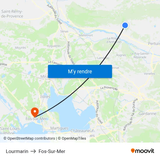 Lourmarin to Fos-Sur-Mer map