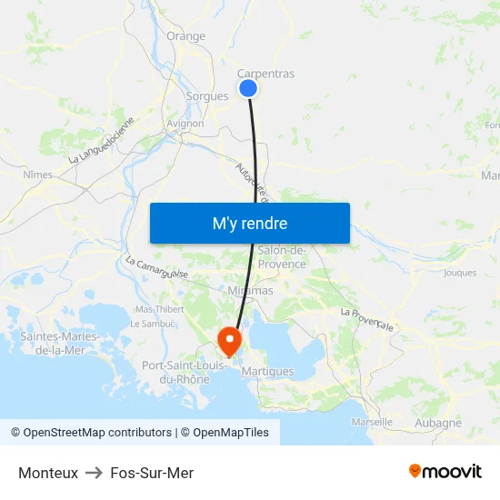 Monteux to Fos-Sur-Mer map