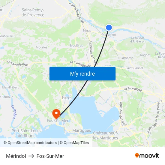 Mérindol to Fos-Sur-Mer map