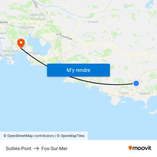 Solliès-Pont to Fos-Sur-Mer map