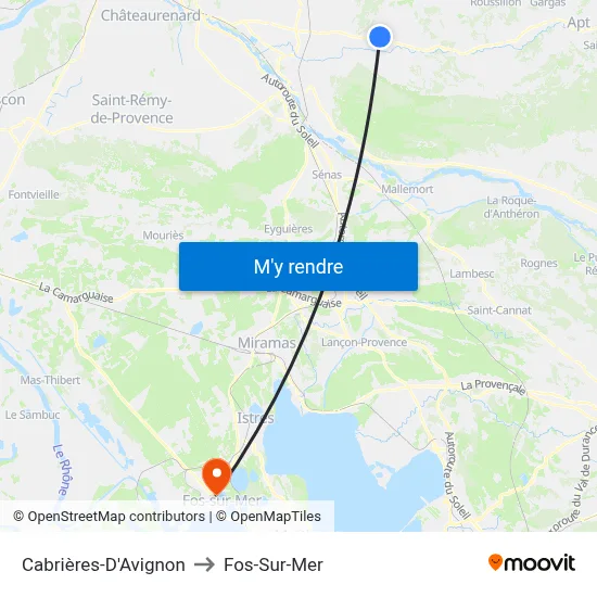 Cabrières-D'Avignon to Fos-Sur-Mer map