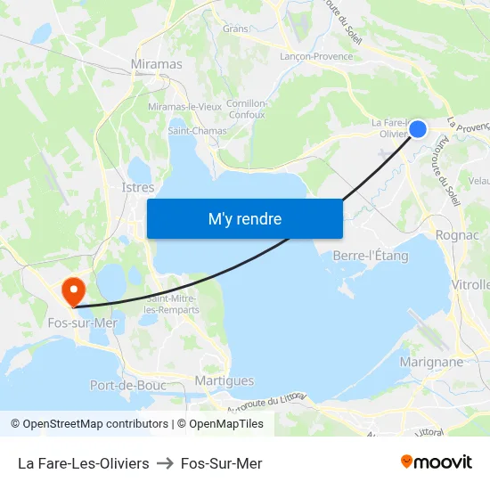 La Fare-Les-Oliviers to Fos-Sur-Mer map