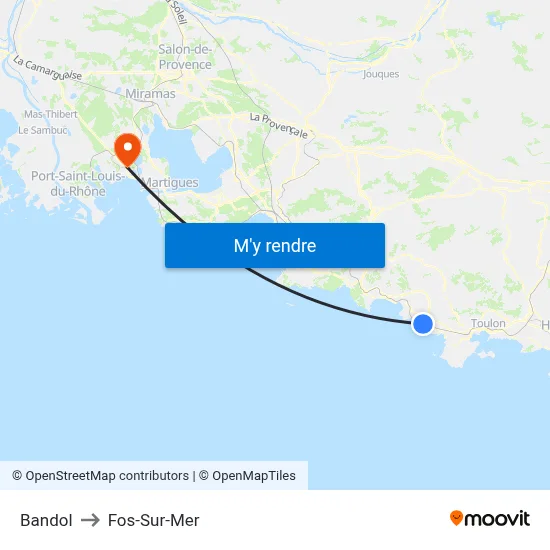 Bandol to Fos-Sur-Mer map