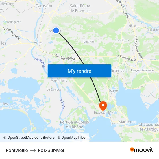 Fontvieille to Fos-Sur-Mer map