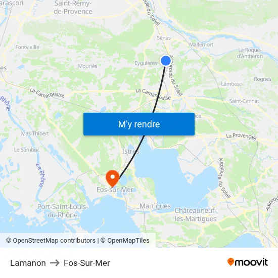 Lamanon to Fos-Sur-Mer map