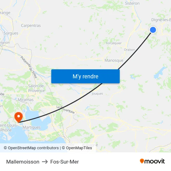 Mallemoisson to Fos-Sur-Mer map
