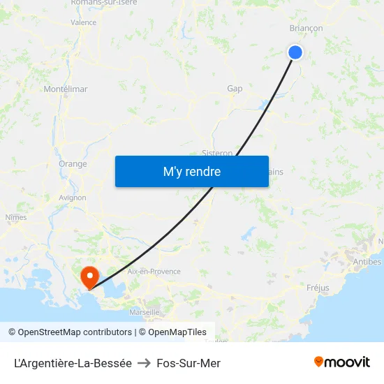 L'Argentière-La-Bessée to Fos-Sur-Mer map