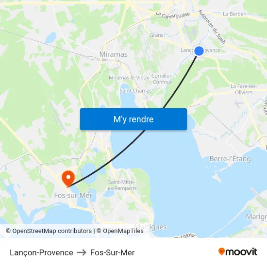 Lançon-Provence to Fos-Sur-Mer map