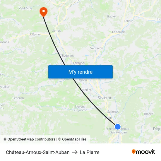 Château-Arnoux-Saint-Auban to La Piarre map