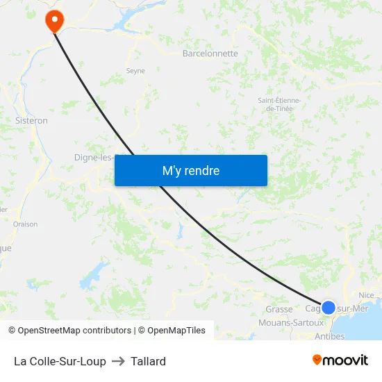 La Colle-Sur-Loup to Tallard map