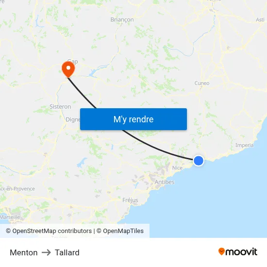 Menton to Tallard map