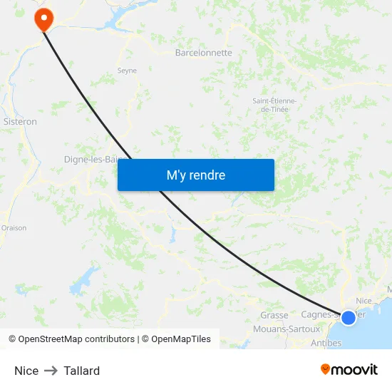 Nice to Tallard map