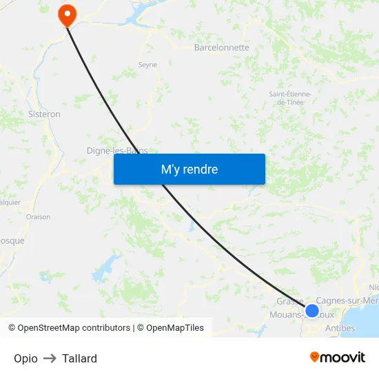 Opio to Tallard map