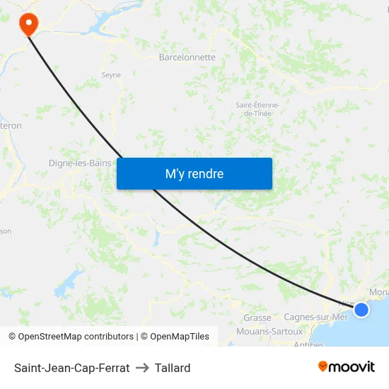 Saint-Jean-Cap-Ferrat to Tallard map
