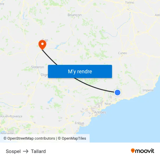 Sospel to Tallard map