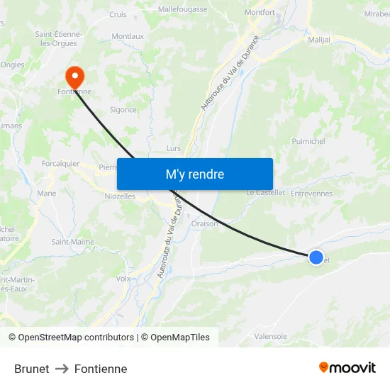 Brunet to Fontienne map