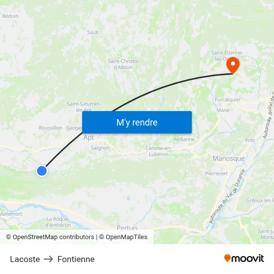 Lacoste to Fontienne map