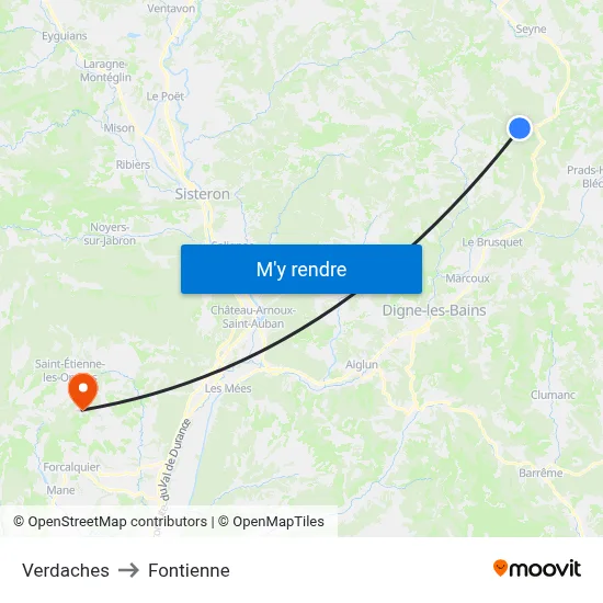Verdaches to Fontienne map