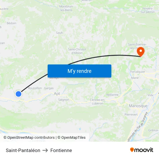 Saint-Pantaléon to Fontienne map