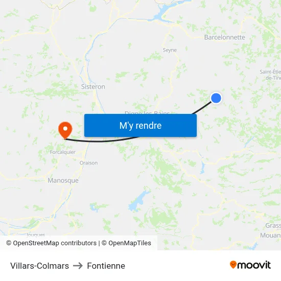 Villars-Colmars to Fontienne map