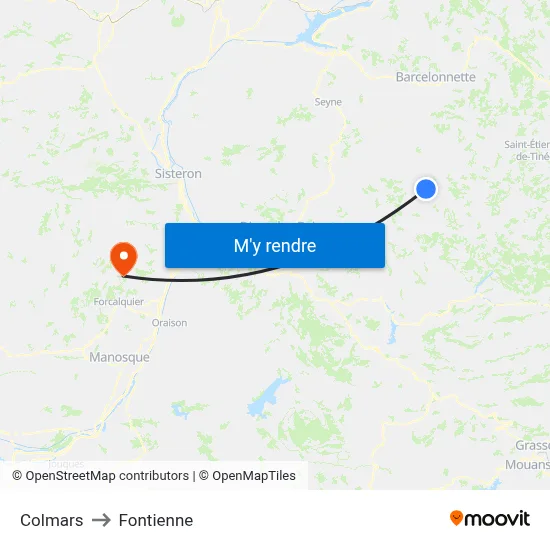 Colmars to Fontienne map