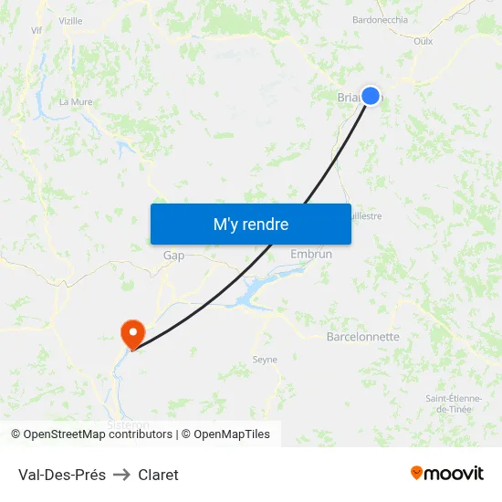 Val-Des-Prés to Claret map