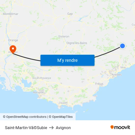 Saint-Martin-Vã©Subie to Avignon map