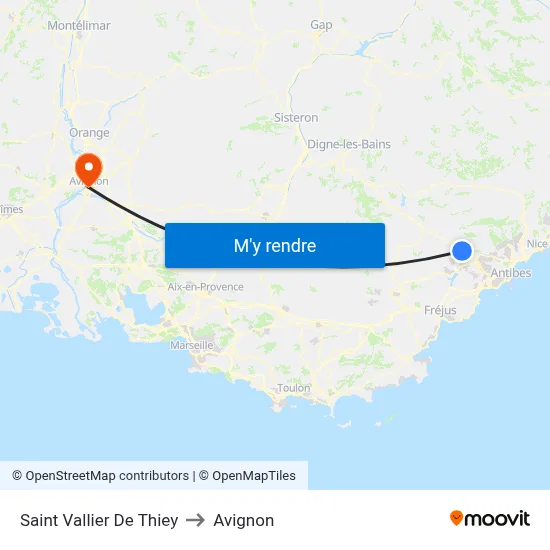 Saint Vallier De Thiey to Avignon map