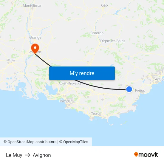 Le Muy to Avignon map