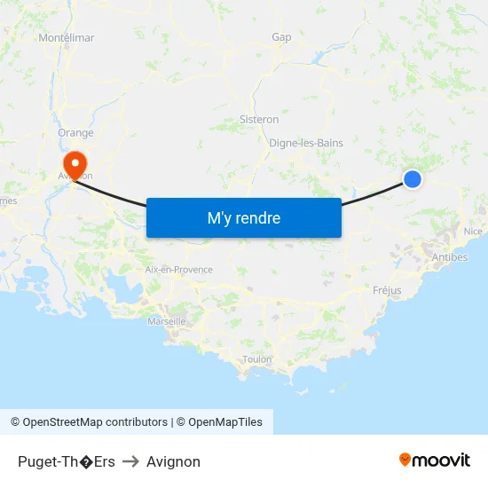 Puget-Th�Ers to Avignon map