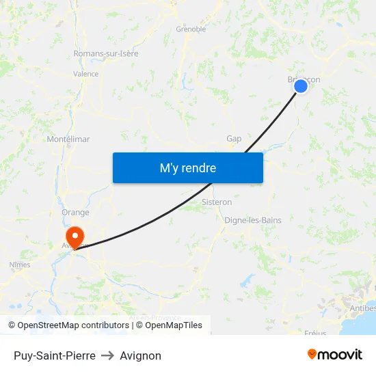 Puy-Saint-Pierre to Avignon map