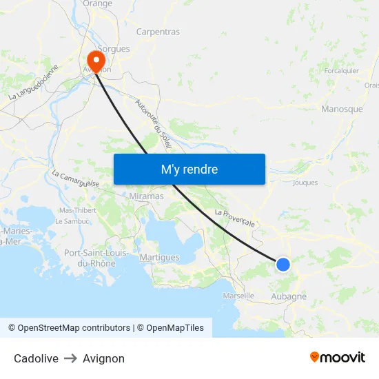 Cadolive to Avignon map