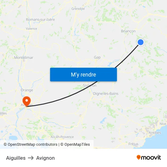 Aiguilles to Avignon map