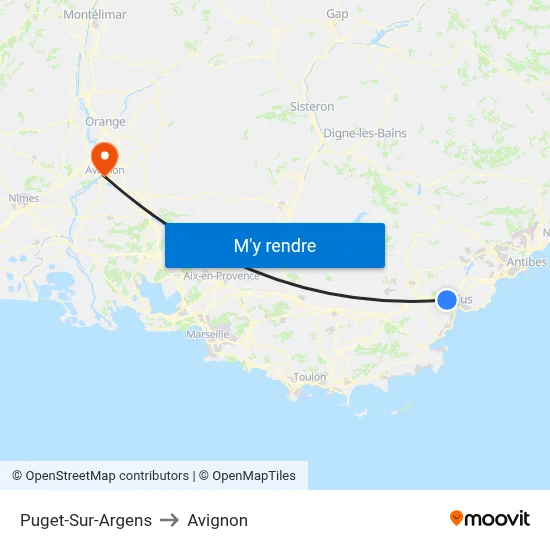 Puget-Sur-Argens to Avignon map