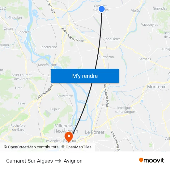 Camaret-Sur-Aigues to Avignon map