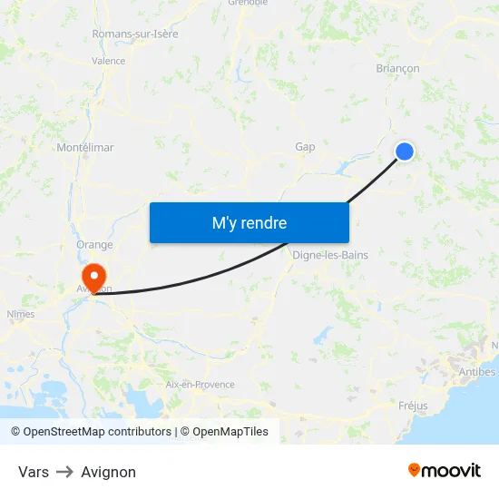 Vars to Avignon map
