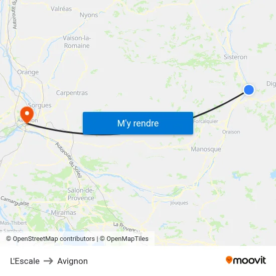 L'Escale to Avignon map