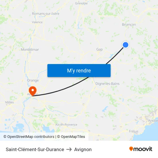 Saint-Clément-Sur-Durance to Avignon map