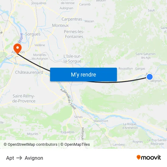 Apt to Avignon map