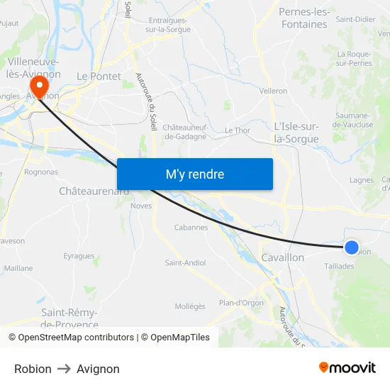 Robion to Avignon map