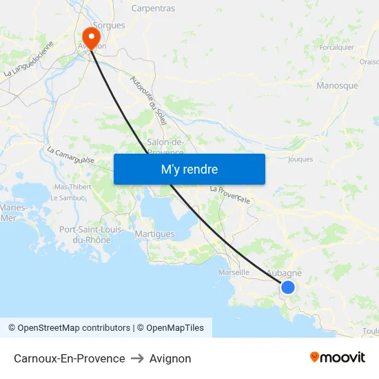 Carnoux-En-Provence to Avignon map